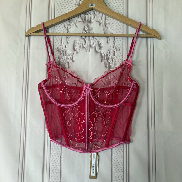 SKIMS Other - SKIMS Embroidered Tulle Unlined Demi Corset Size XS In Punch NWT